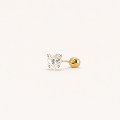 Broquel Corazón Zirconia 4 mm Oro 10K