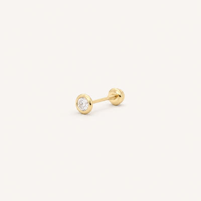 Broquel Bisel Zirconia Blanca 2.5 mm Oro 10K