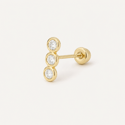Broquel Tres Biseles Zirconia Oro 10K