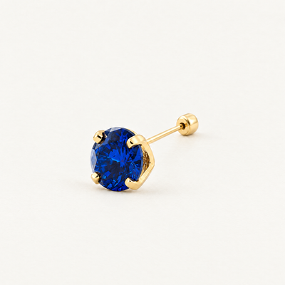 Broquel Solitario Zirconia Azul 4 mm Oro 10K