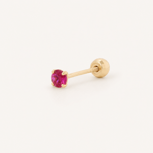 Broquel Solitario Zirconia Rubí 2.25 mm Oro 10K — vista diagonal