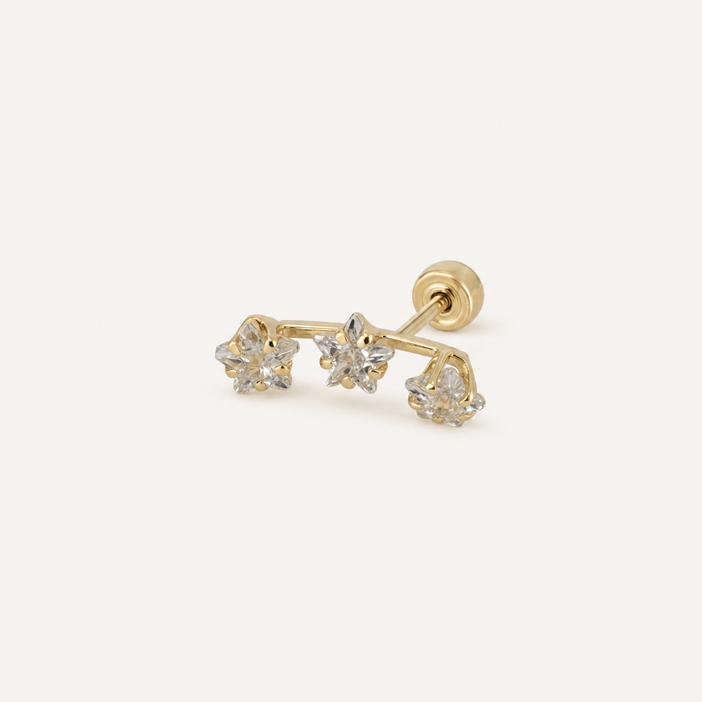 Broquel constelacion zirconia de oro 10k, un broquel, vista principal