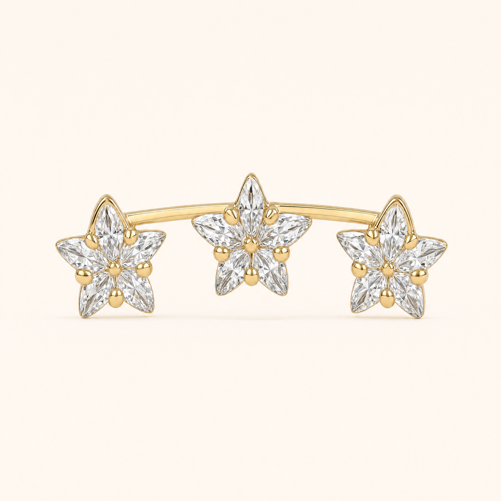 Detalle de las tres estrellas del broquel Constelación Zirconia