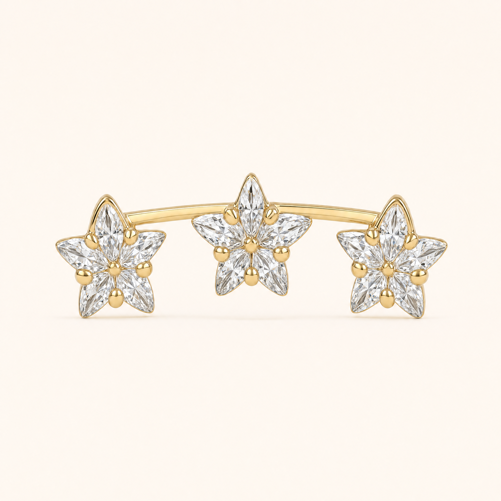 Detalle de las tres estrellas del broquel Constelación Zirconia