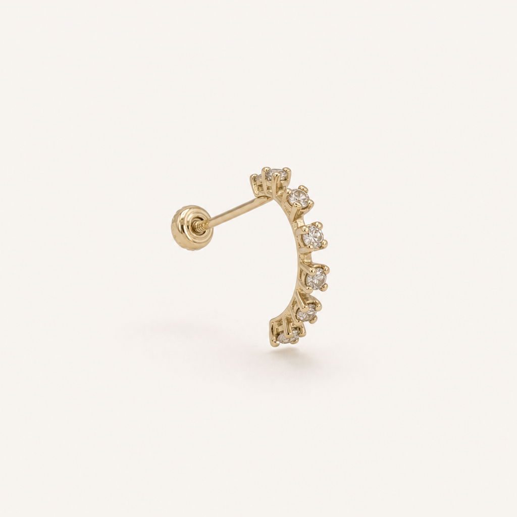 Broquel media arracada zirconia de oro 10k, un broquel, vista principal