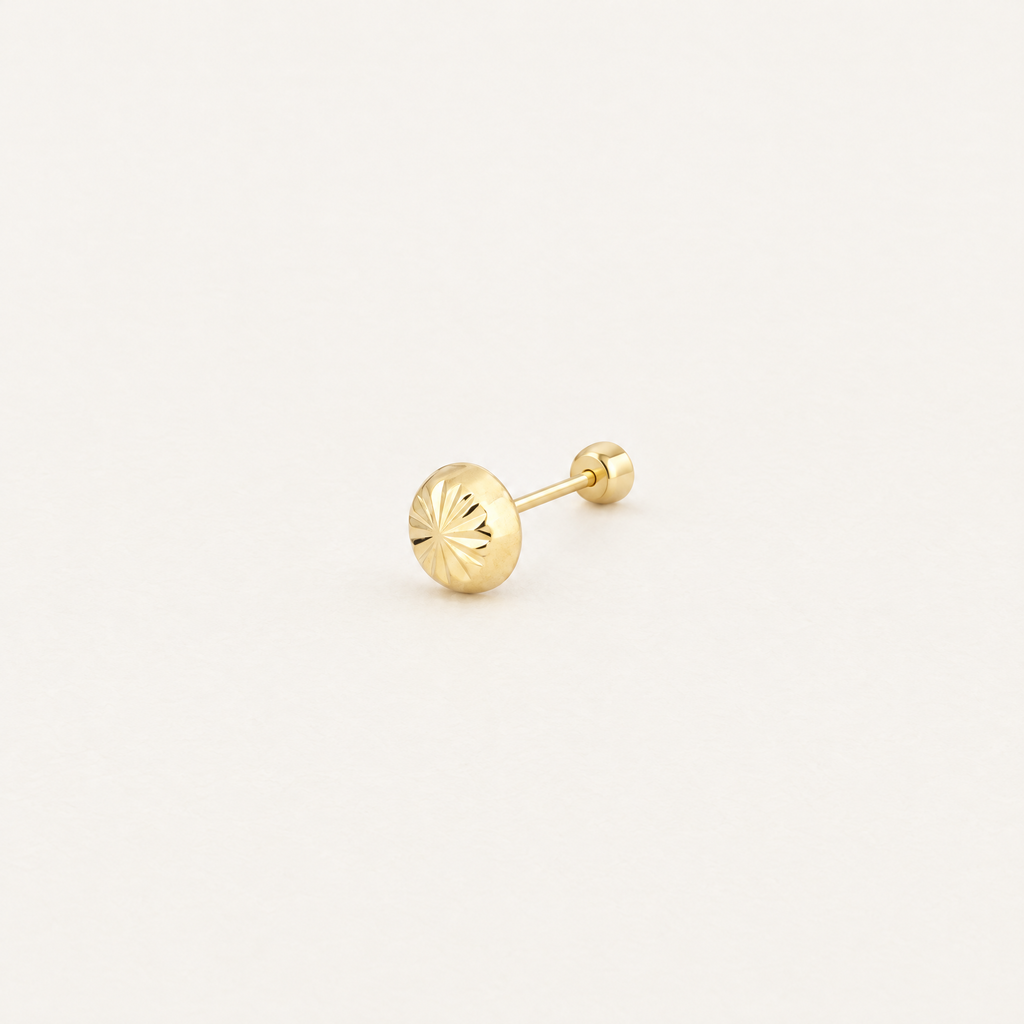 Broquel Hongo 2.6 mm Oro 10K. Vista principal.