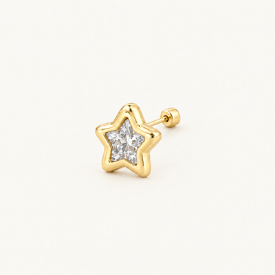 Broquel Estrella Mini Biselada Oro 10K
