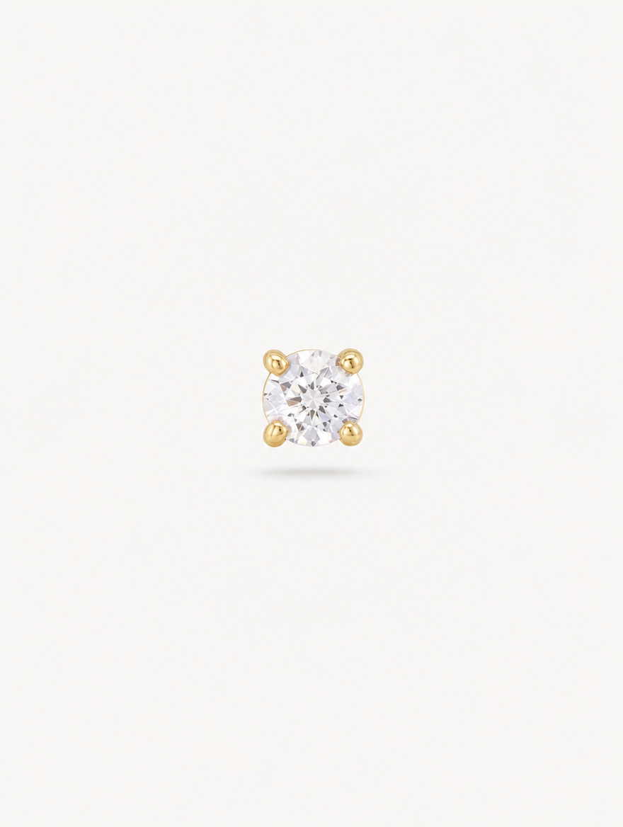 Broquel Zirconia 2mm Oro 10k — vista frontal