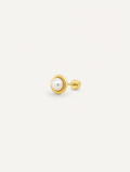 Broquel Perla con contorno Oro 10K — vista diagonal