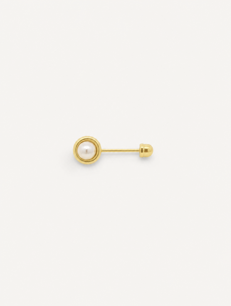 Broquel Perla con contorno Oro 10K — vista cenital