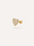 Broquel Corazón con Zirconias Oro 10K — vista diagonal