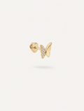 Broquel Mariposa Mitad Zirconias Oro 10K — vista diagonal