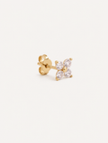 Broquel Flor Cuatro Zirconias Oro 10K — vista diagonal