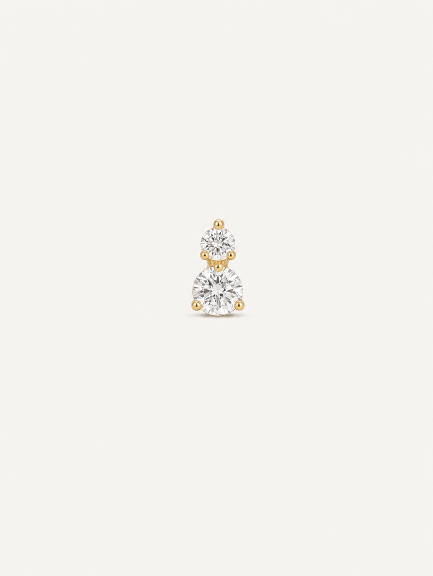 Broquel Dos Zirconias Oro 10K — vista frontal