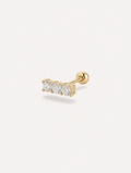 Broquel Tres Zirconias Oro 10K — vista diagonal