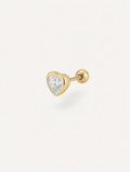 Broquel Corazón Zirconia Bisel Oro 10K — vista diagonal