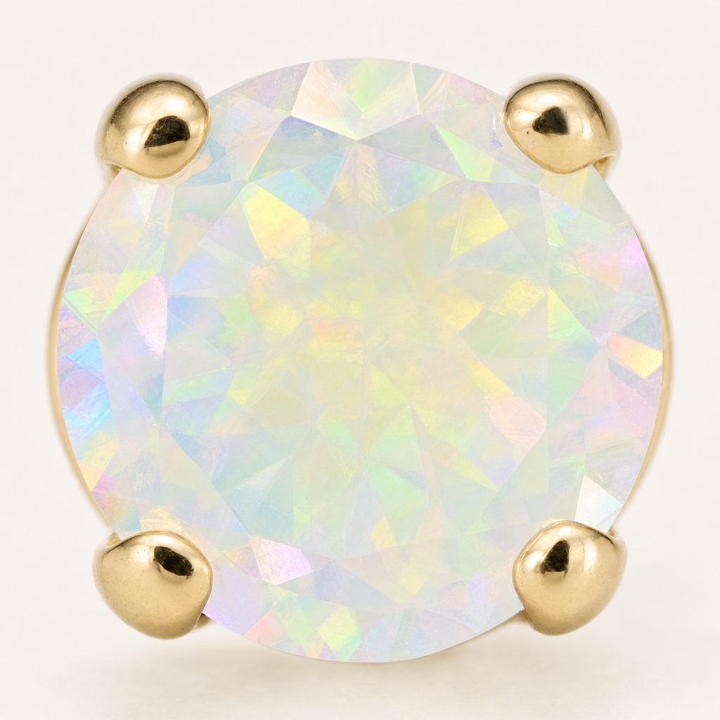 Broquel Solitario Zirconia Tornasol 3 mm Oro 10K — macro frontal