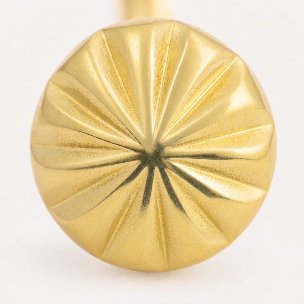 Broquel Hongo 2.6 mm Oro 10K — macro frontal