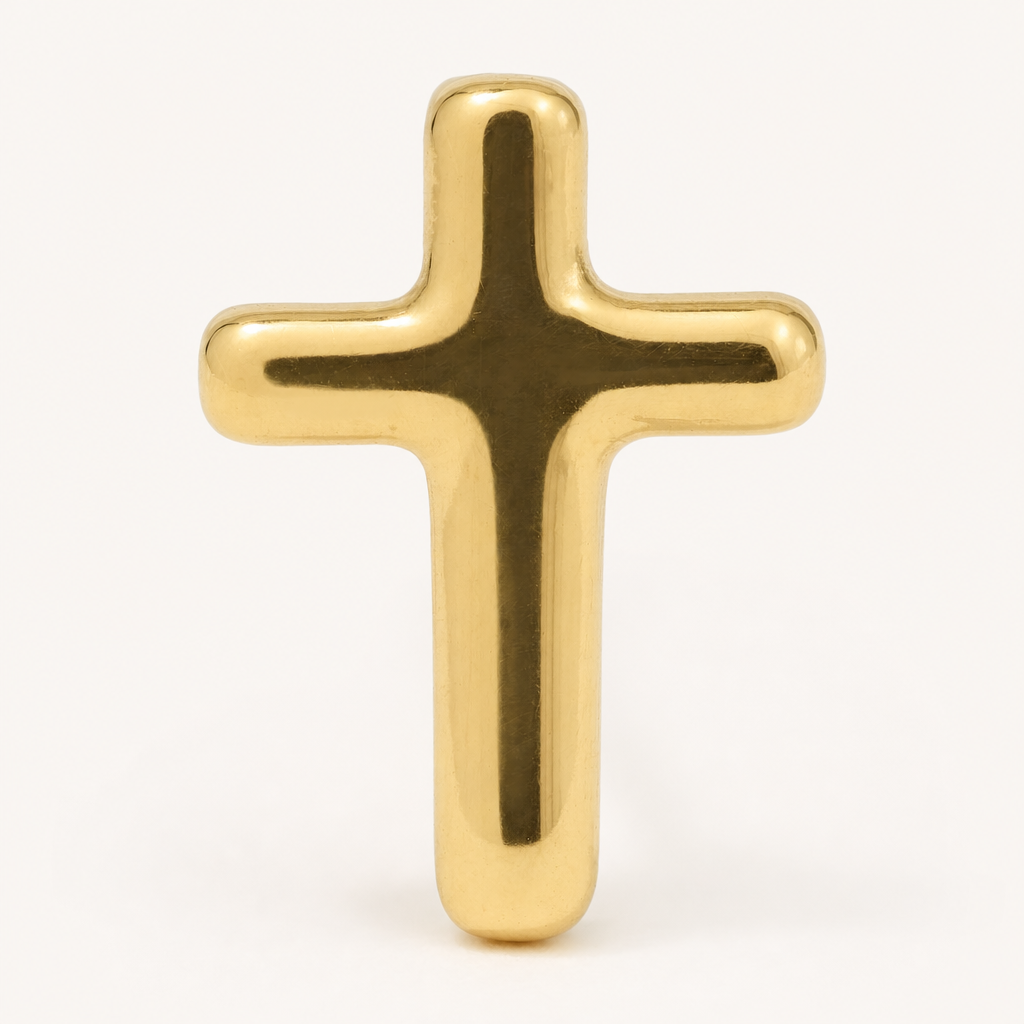Broquel Cruz Lisa Oro 10K — macro frontal