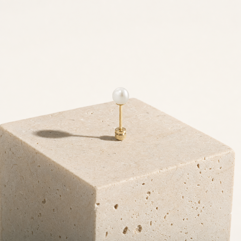 Broquel Perla 3.5 mm Oro 10K — bodegón editorial