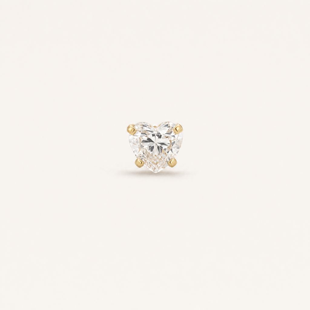 Broquel Corazón Zirconia 4 mm Oro 10K — vista frontal