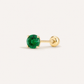 Broquel Solitario Zirconia Verde 4 mm Oro 10K — vista diagonal