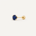 Broquel Solitario Zirconia Azul 4 mm Oro 10K — vista diagonal