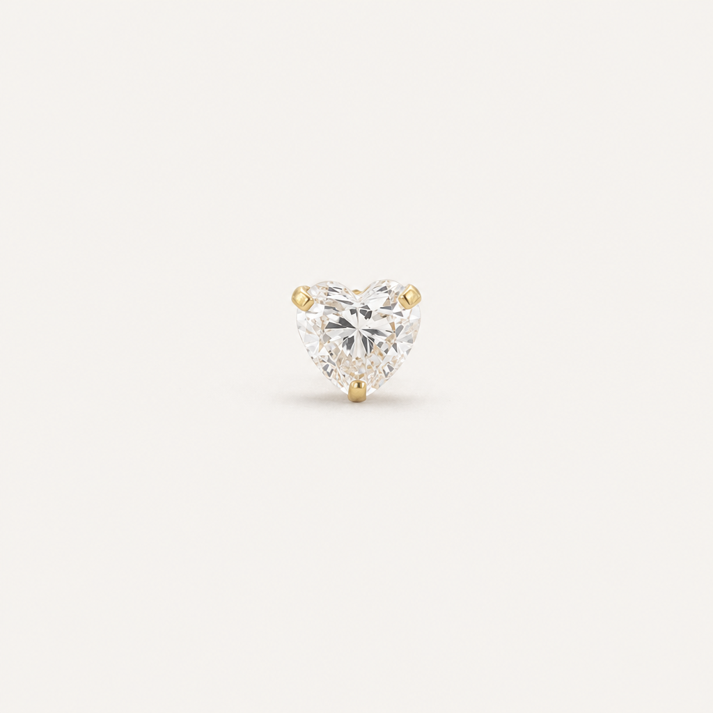 Broquel Corazón Zirconia 4 mm Oro 10K — vista frontal