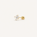 Broquel Corazón Zirconia 4 mm Oro 10K — vista diagonal