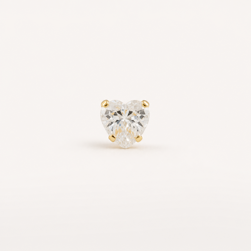 Broquel Corazón Zirconia 6 mm Oro 10K — vista frontal