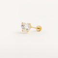 Broquel Corazón Zirconia 6 mm Oro 10K — vista diagonal