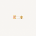 Broquel Bisel Zirconia Rosa 2.5 mm Oro 10K — vista diagonal
