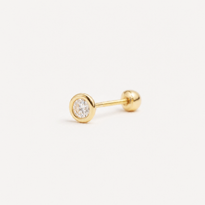 Broquel Bisel Zirconia Blanca 3 mm Oro 10K