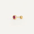 Broquel Bisel Zirconia Rubí 3 mm Oro 10K — vista diagonal