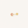 Broquel Bisel Zirconia Rosa 3 mm Oro 10K — vista diagonal