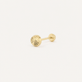 Broquel Hongo 3.6 mm Oro 10K — vista diagonal