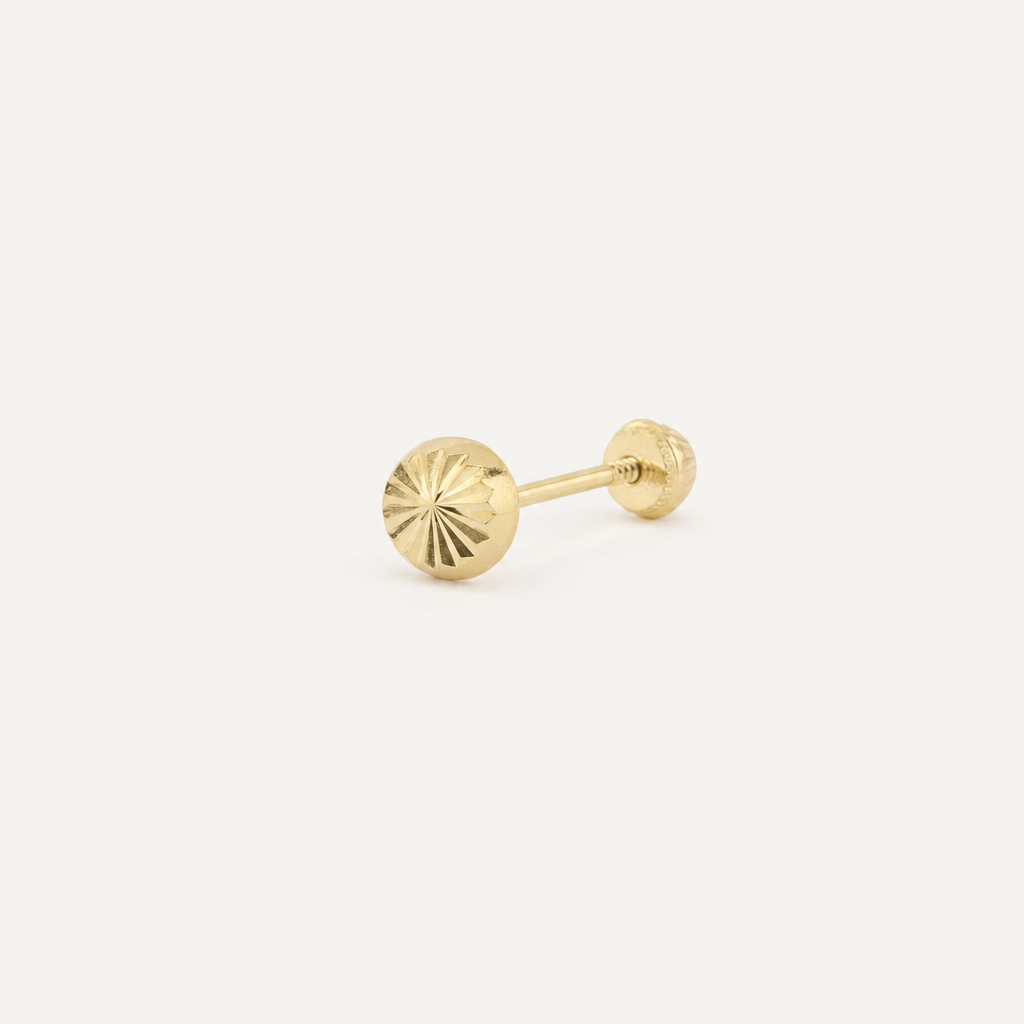 Broquel Hongo 3.6 mm Oro 10K — vista diagonal