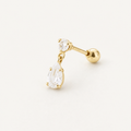 Broquel Colgante Gota Zirconia Blanca Oro 10K — vista diagonal