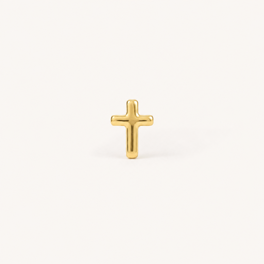 Broquel Cruz Lisa Oro 10K — vista frontal