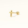 Broquel Cruz Lisa Oro 10K — vista diagonal