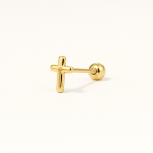 Broquel Cruz Lisa Oro 10K — vista diagonal