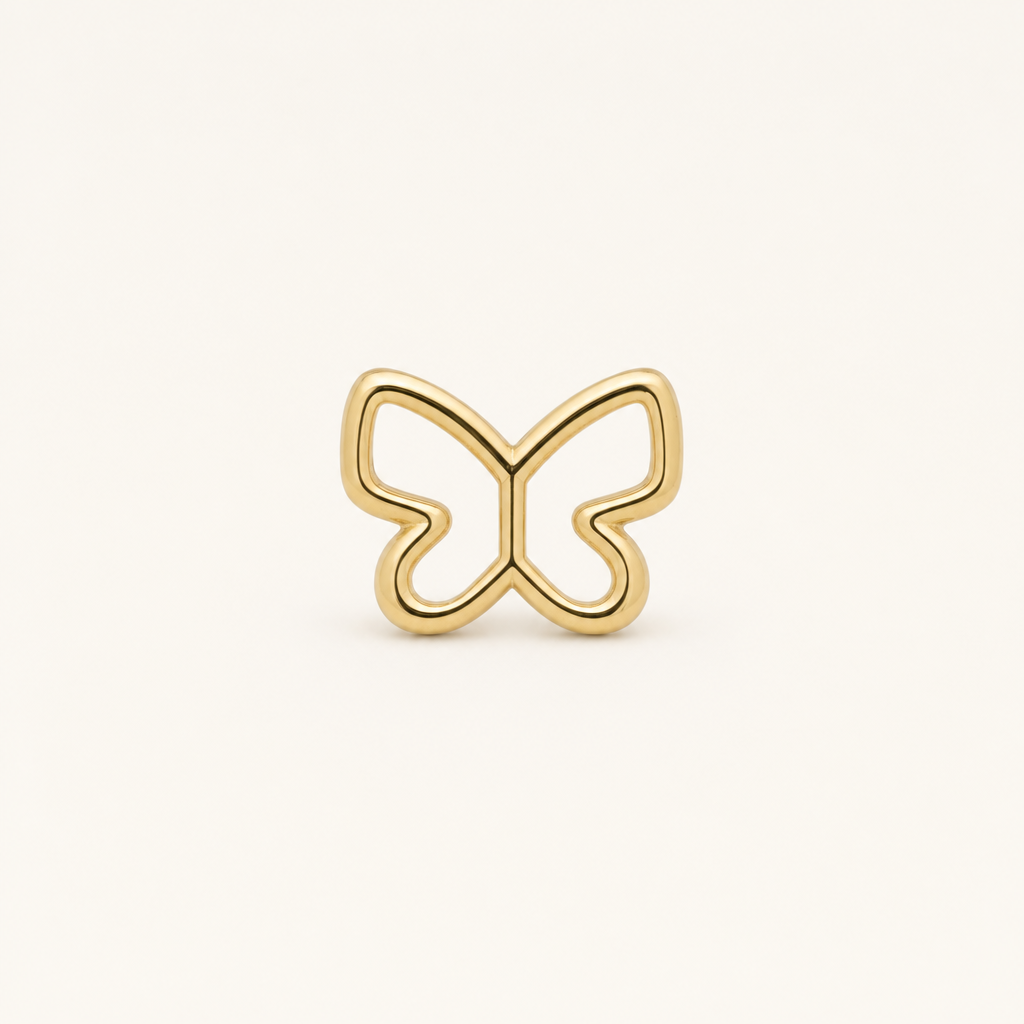 Broquel Mariposa Silueta Oro 10K — vista frontal