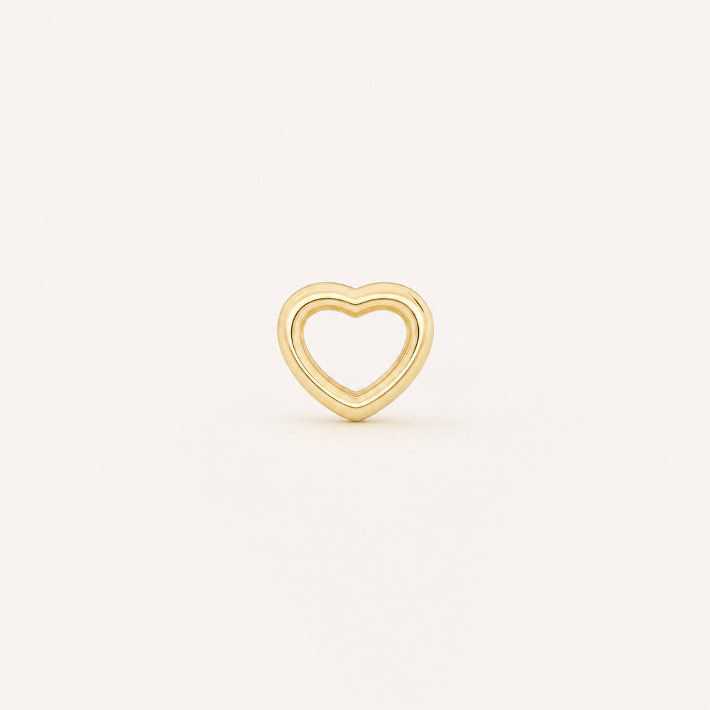 Broquel Corazón Silueta Oro 10K — vista frontal