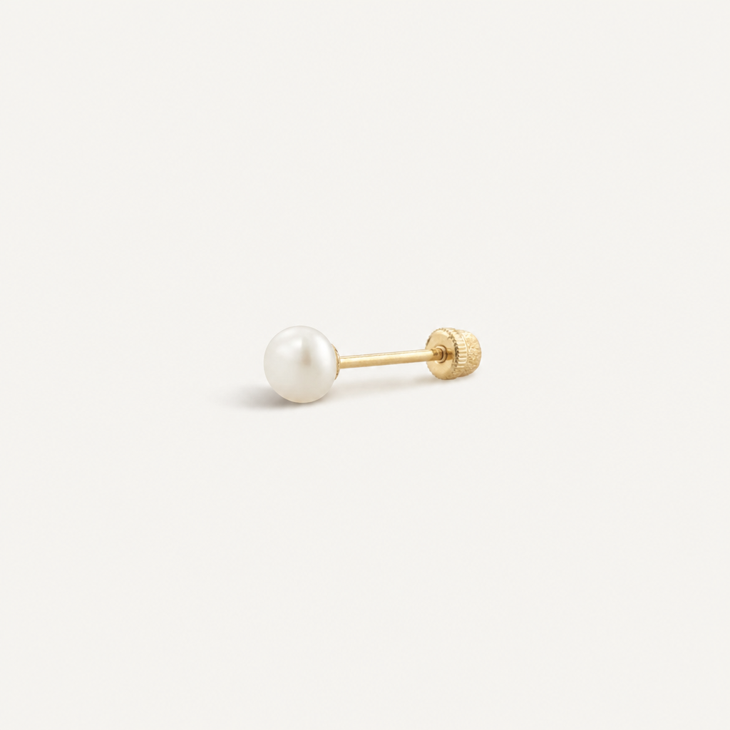 Broquel Perla 3.5 mm Oro 10K — vista diagonal