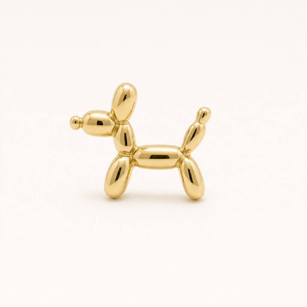 Broquel Perro Globo Oro 10K — vista frontal
