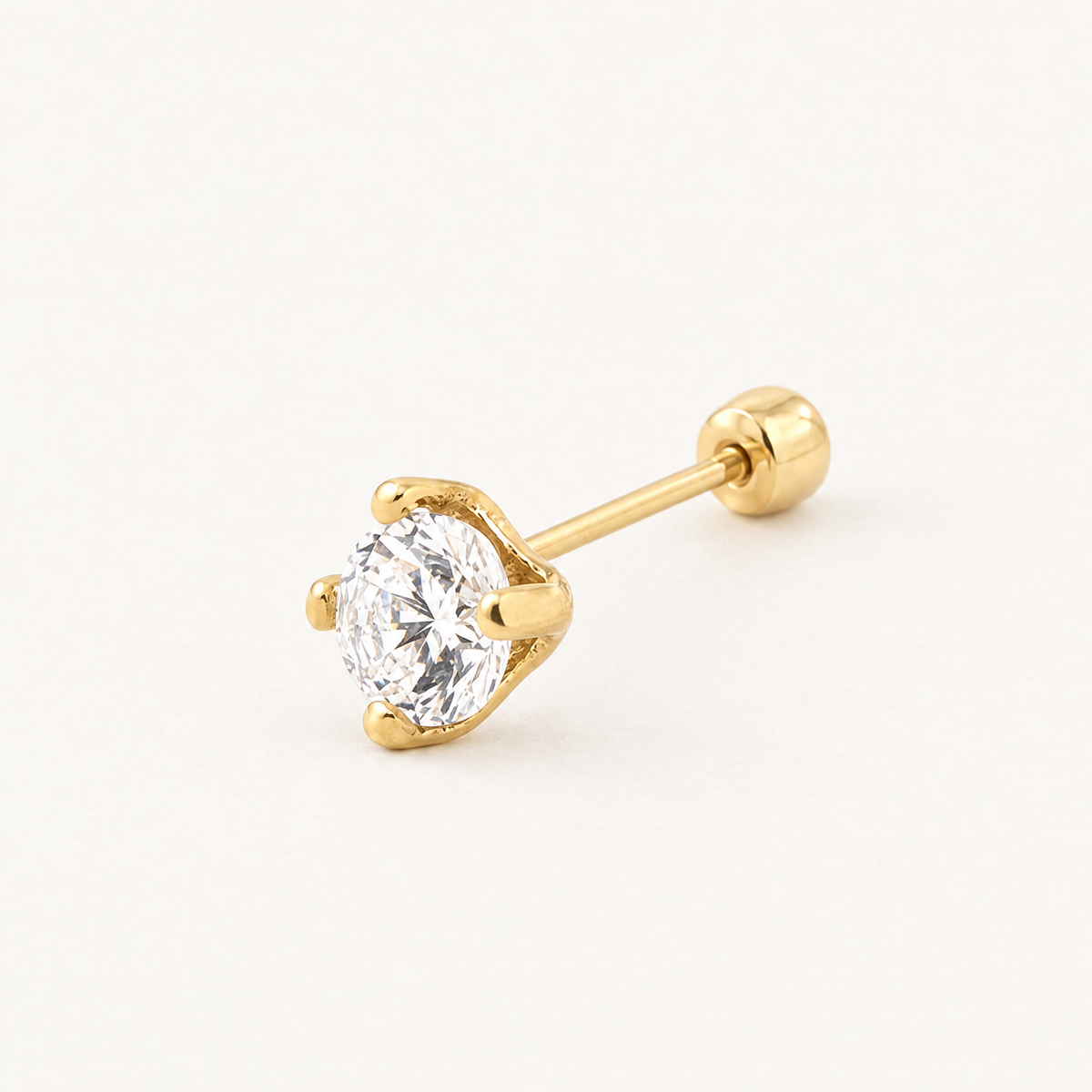 Broquel Solitario Zirconia Blanca 2.25 mm Oro 10K: vista principal.