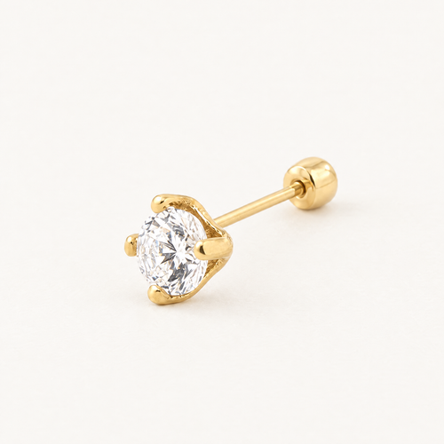 Broquel Solitario Zirconia Blanca 2.25 mm Oro 10K: vista principal.