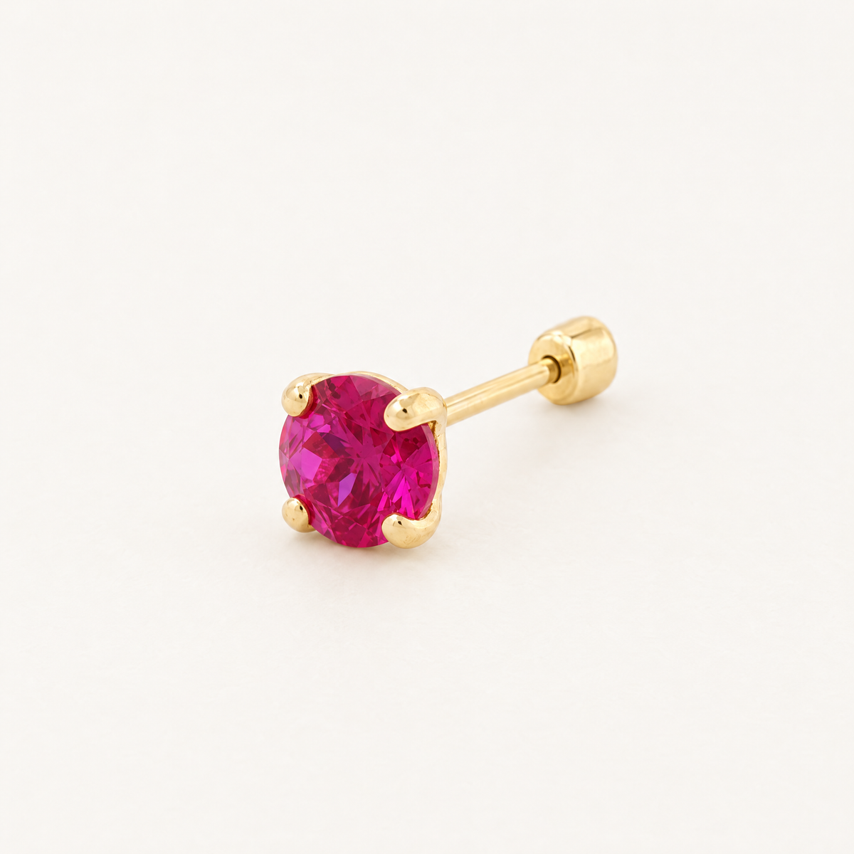 Broquel Solitario Zirconia Magenta 2.25 mm Oro 10K: vista principal.