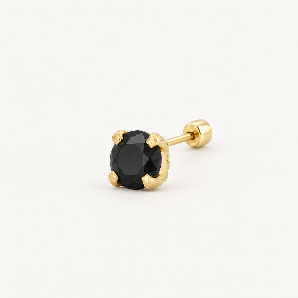 Broquel Solitario Zirconia Negra 2.25 mm Oro 10K: vista principal.