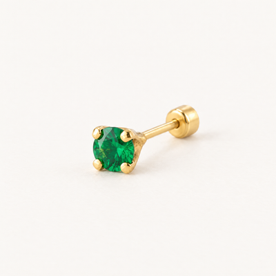 Broquel Solitario Zirconia Verde 2.25 mm Oro 10K